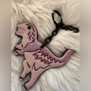 NEW Limited Edition Coach Rexy Bag Charm Pink Leather Dinosaur Fob Glitter